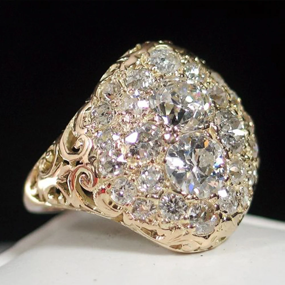 Vintage-Gold-Ring mit rundem Diamanten