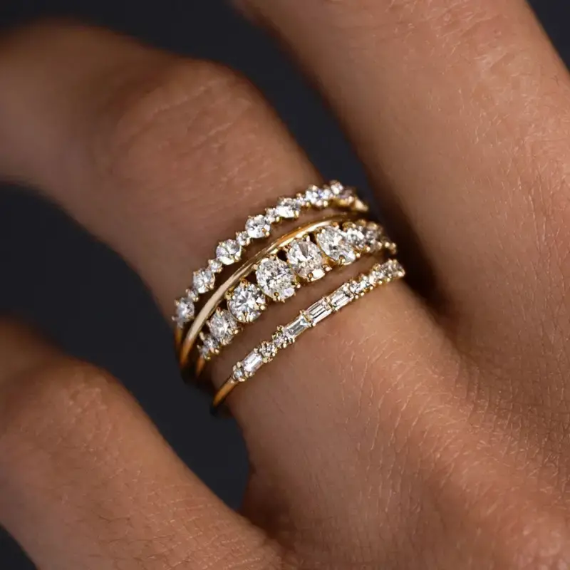 Vintage Elegantes Zirkonia Ring Set
