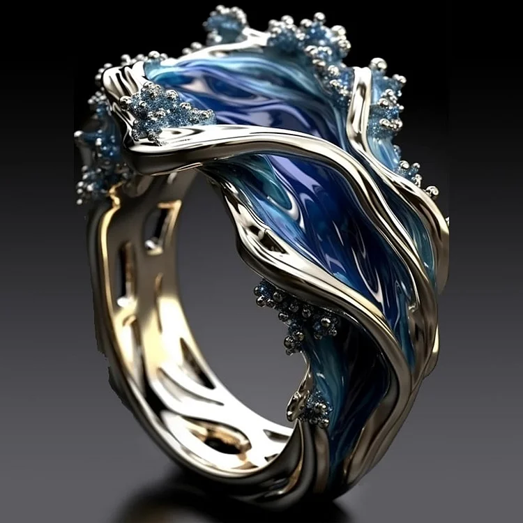Vintage Goldener Ozean Wellenring