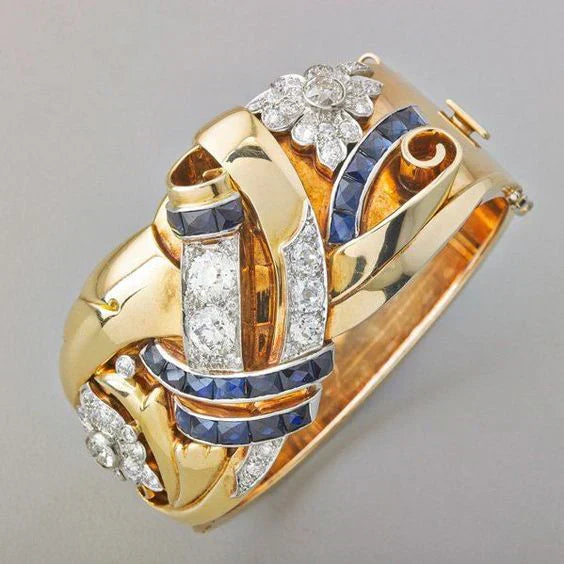 Vintage Gold Blau Zirkonia Ring