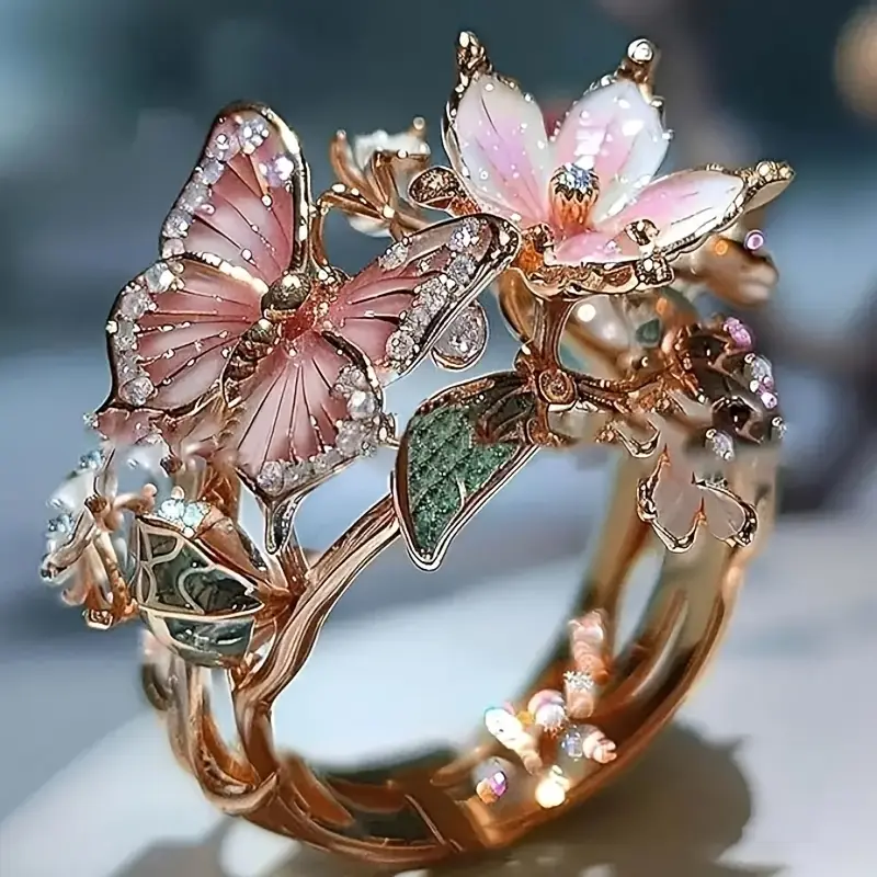 Kristall Schmetterlings Stil Ring