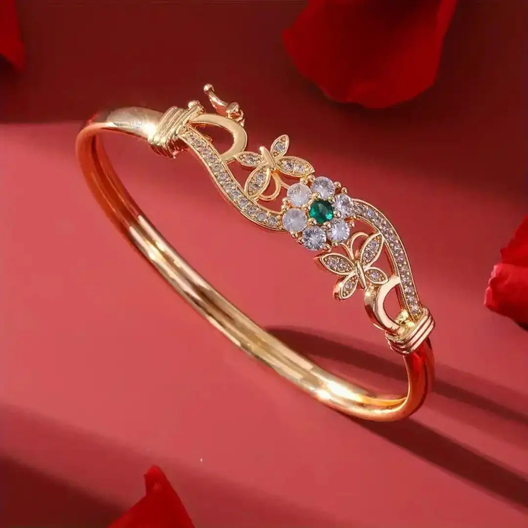 Zirkonia Gold Grünes Kristallarmband