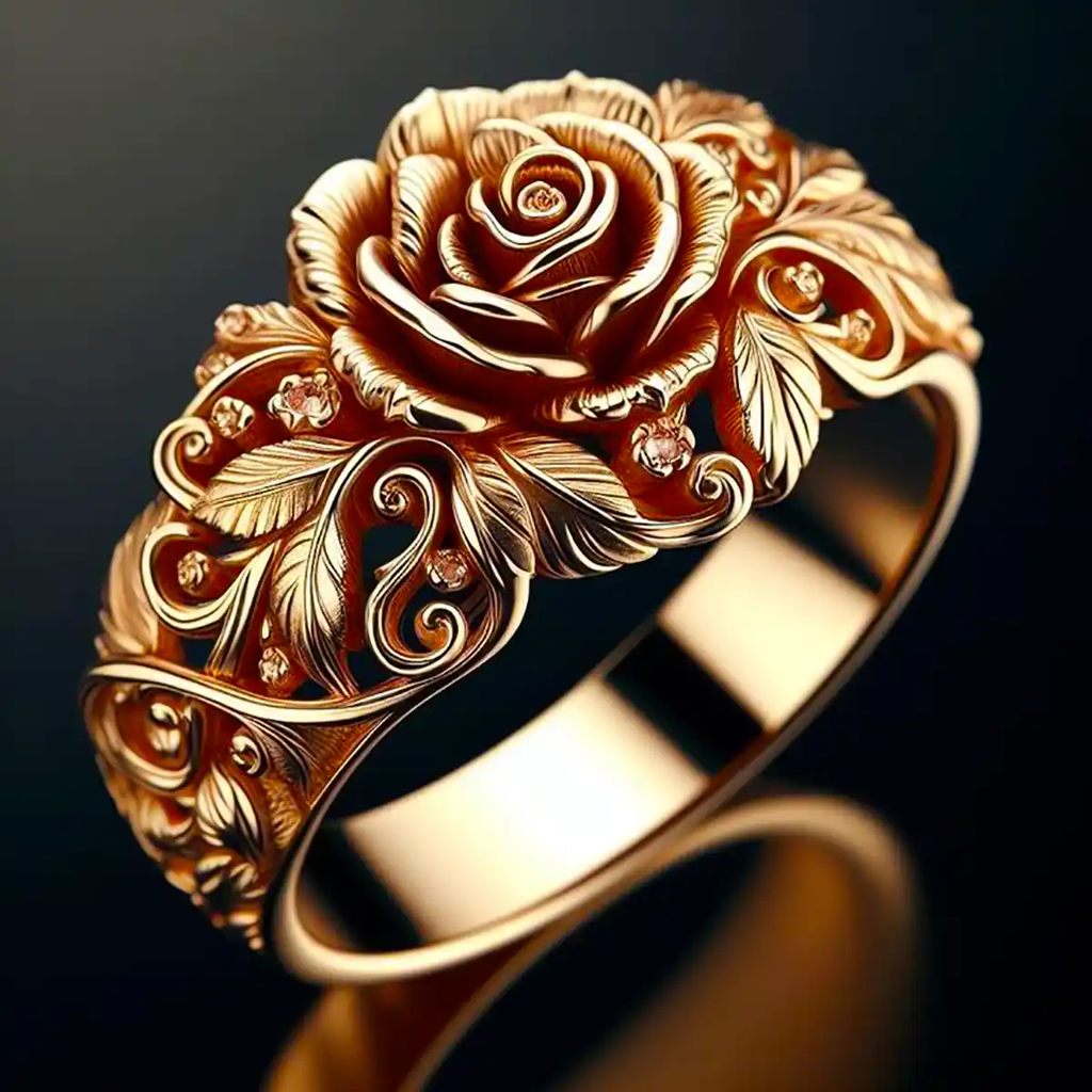 Handgefertigter Goldblumenring
