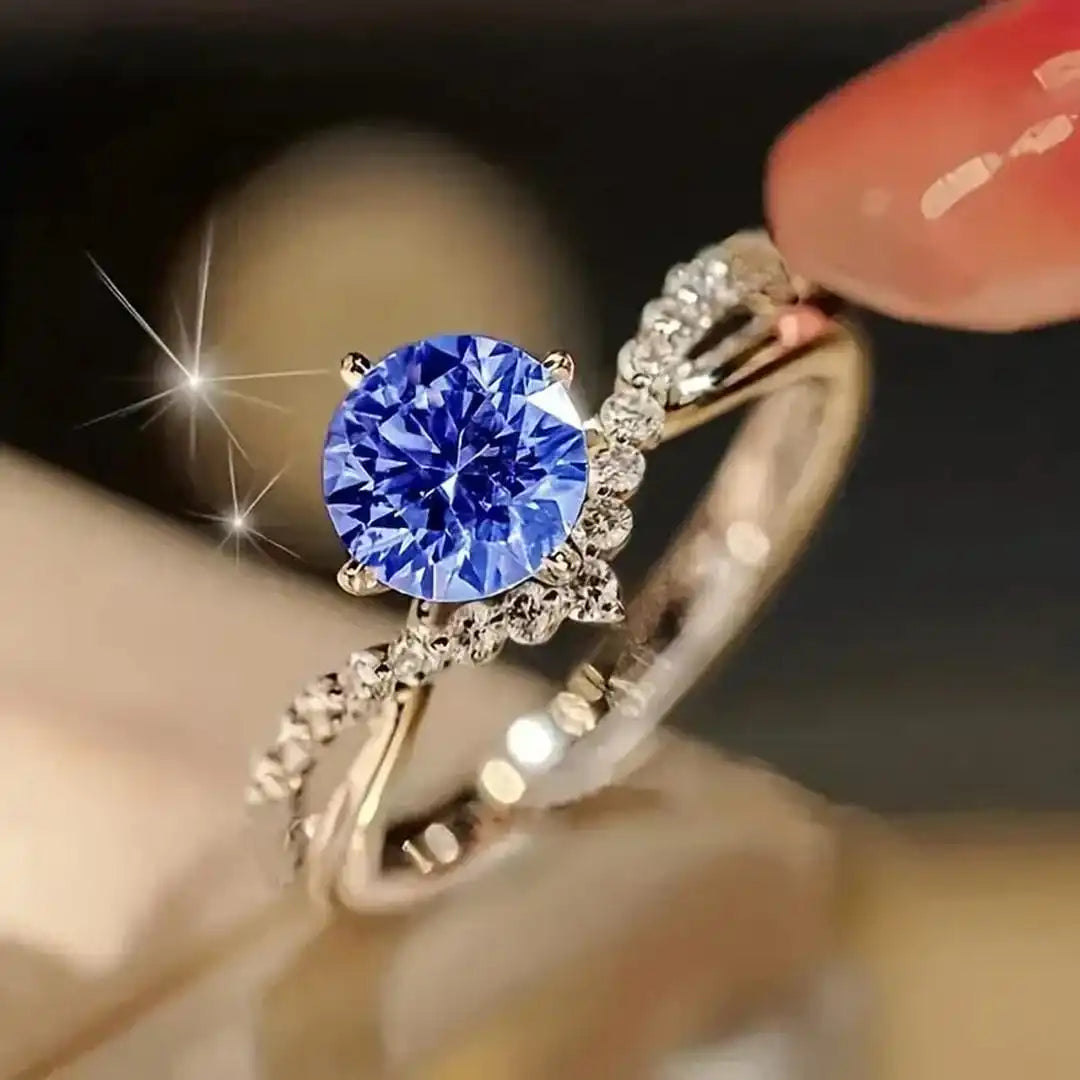 Exotischer Kristallblauer Ring
