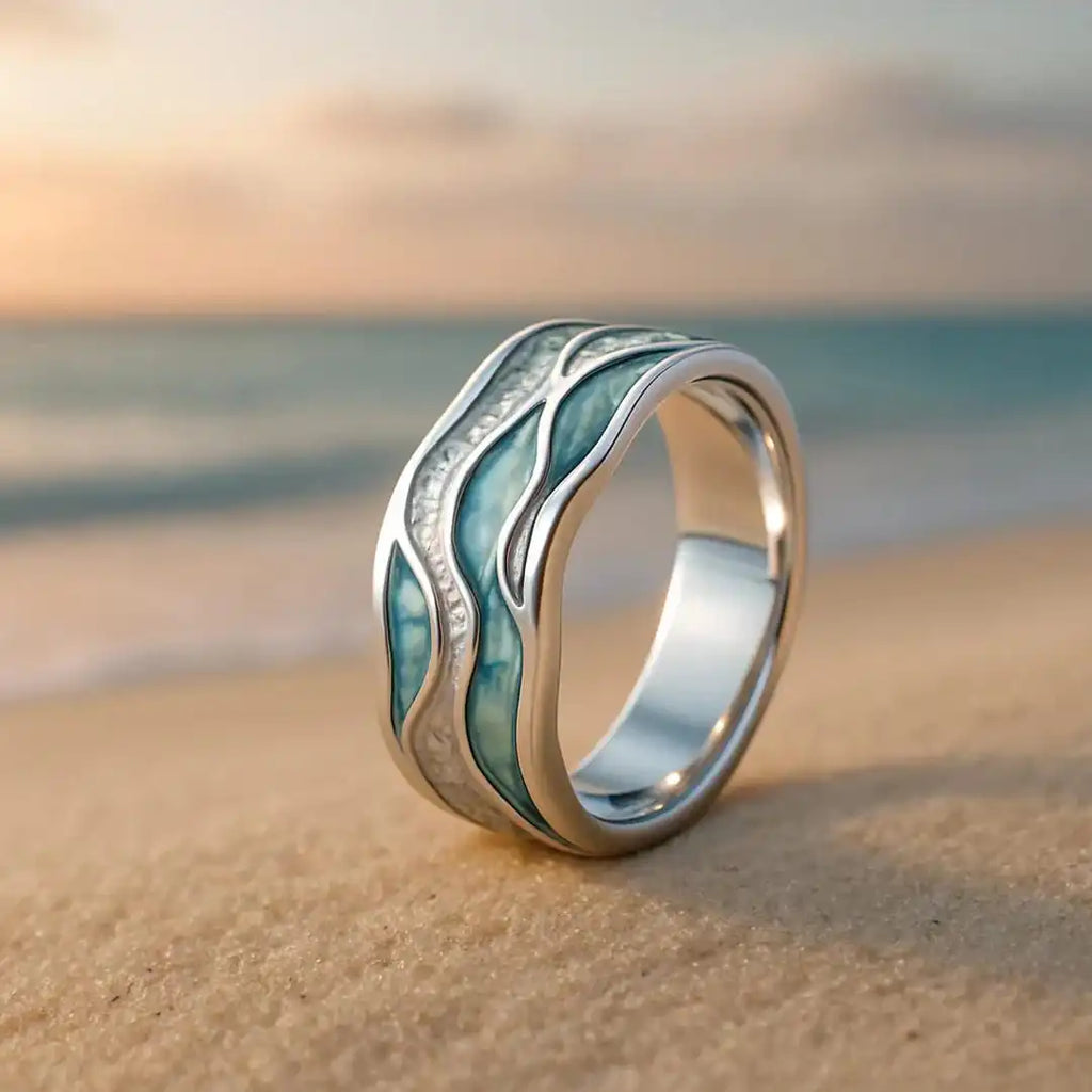 Türkisfarbener Seasilver Ripple Ring
