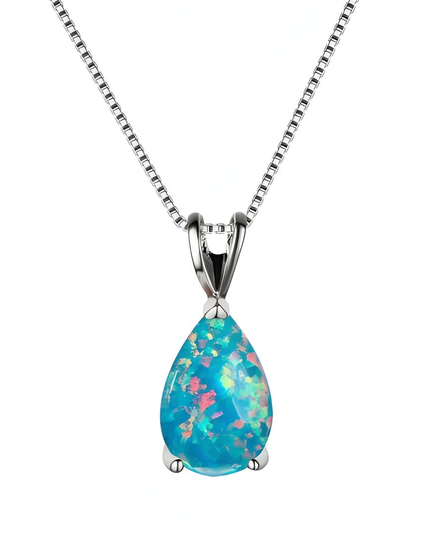 Azure Opal Tropfen Halskette