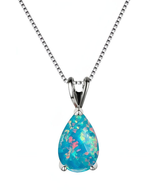 Azurblaue Opal Tropfen Halskette