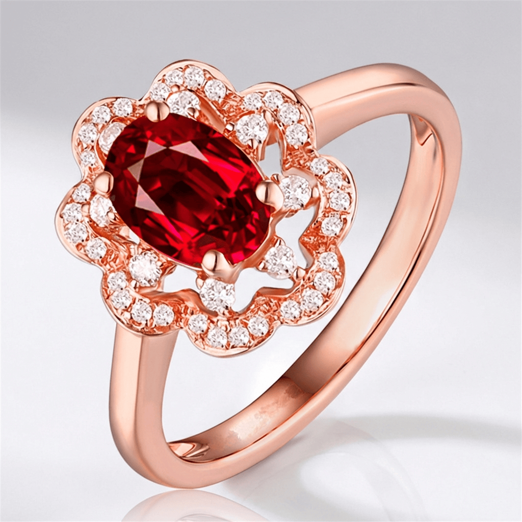 Roter Rubin Rose Gold Ring