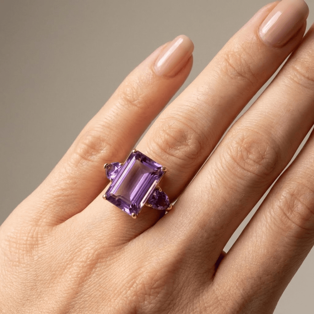 Amethyst-Turmalin-Kristall-Goldring
