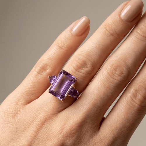 Amethyst-Turmalin-Kristall-Goldring