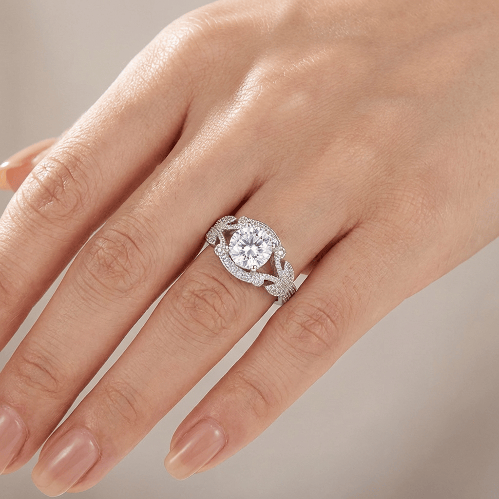 Vintage Zirkonia Silber Geflochtener Ring