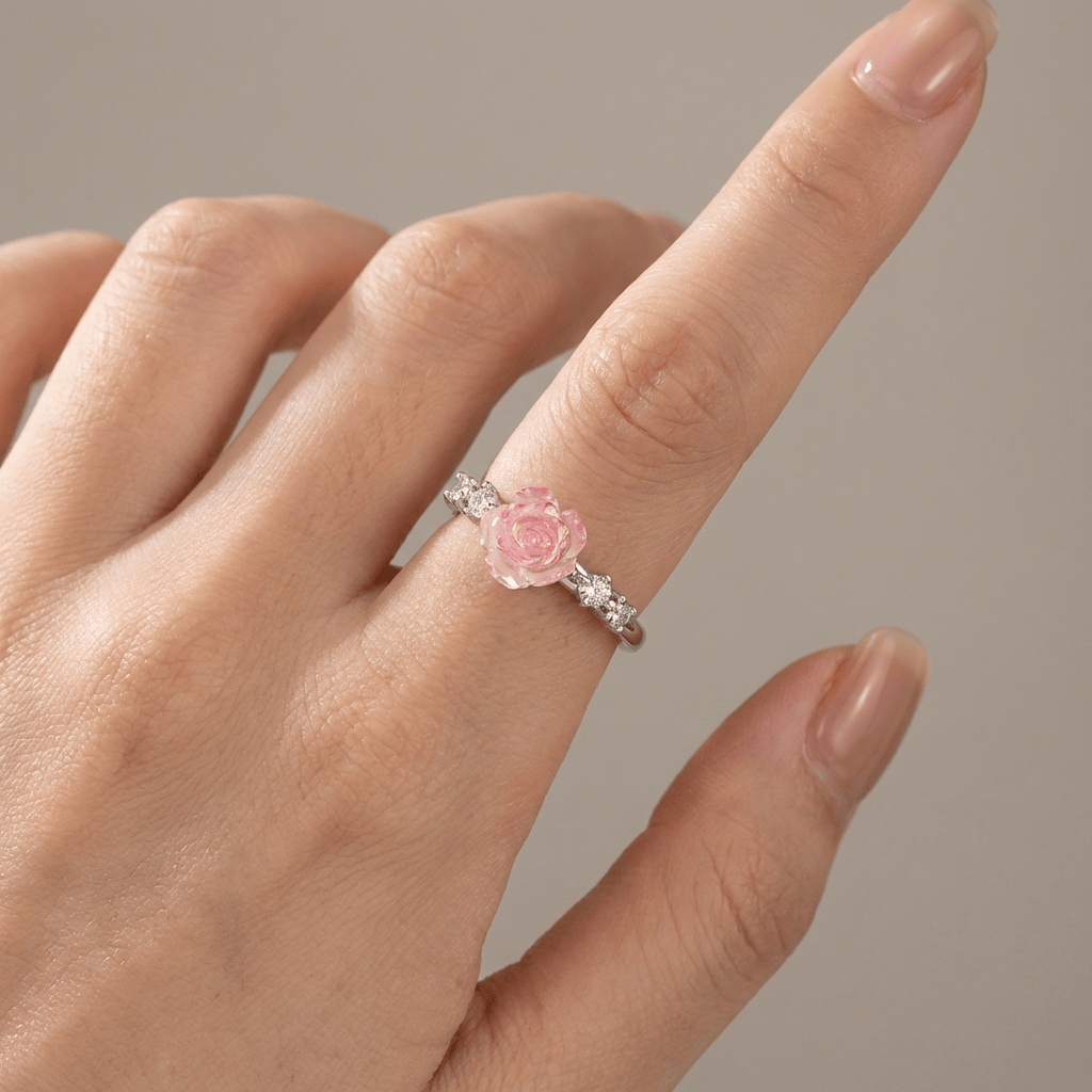 Weißgold Rose Zirkonia Ring