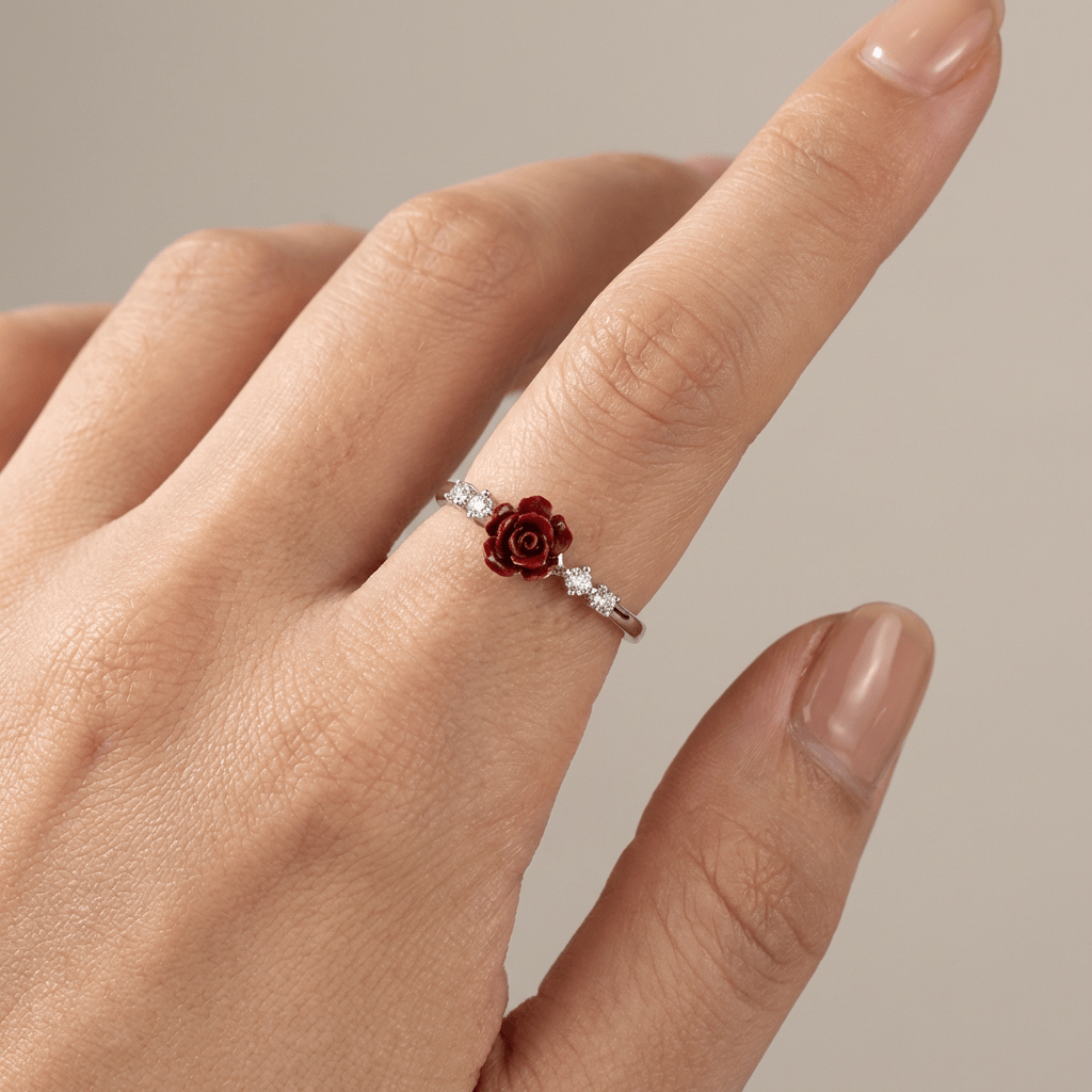 Weißgold Rose Zirkonia Ring