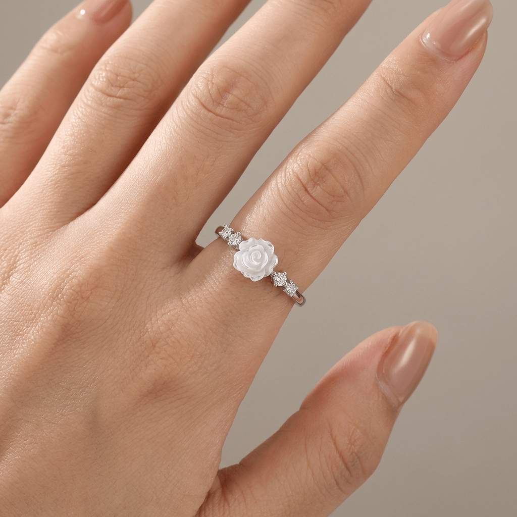 Weißgold Rose Zirkonia Ring