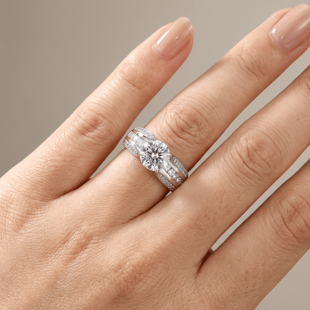 Silber Inlay Zirkonia Pavé Ring