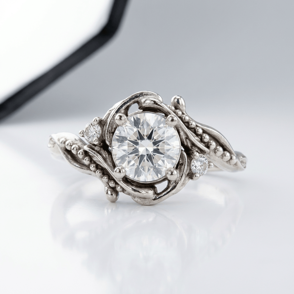 Silberner Zirkonia Verzierte Vintage Ring