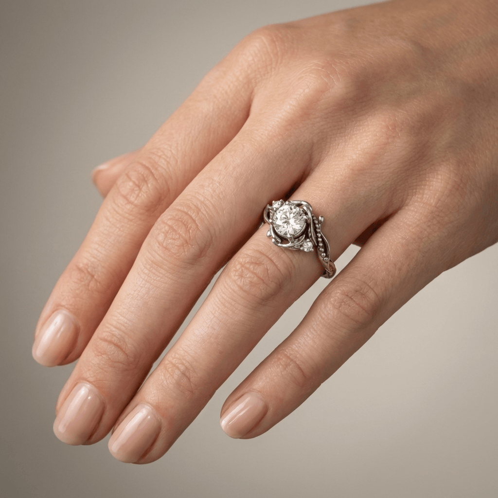 Silberner Zirkonia Verzierte Vintage Ring