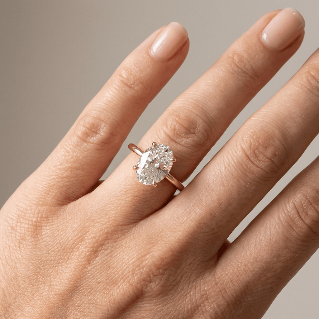 Gold Oval Zirkonia Solitär Ring