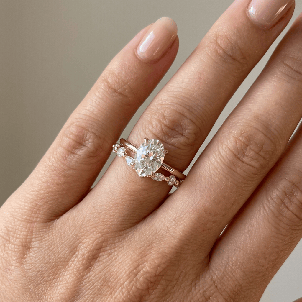 Gold Oval Zirconia Ring Set