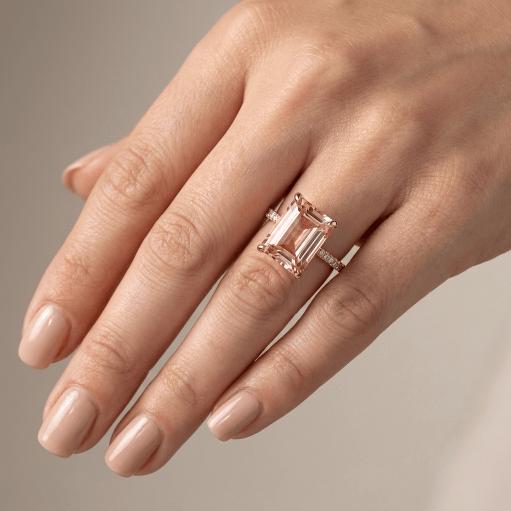 Ring aus Roségold mit Morganit-Pavé