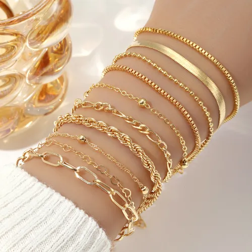 Stapeltaugliches Armband Golden Pearl Set