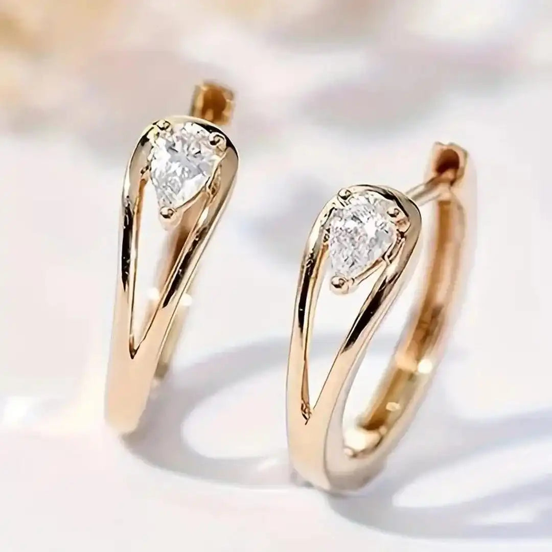 Exquisite Zirkonia Goldene Tropfenohrringe