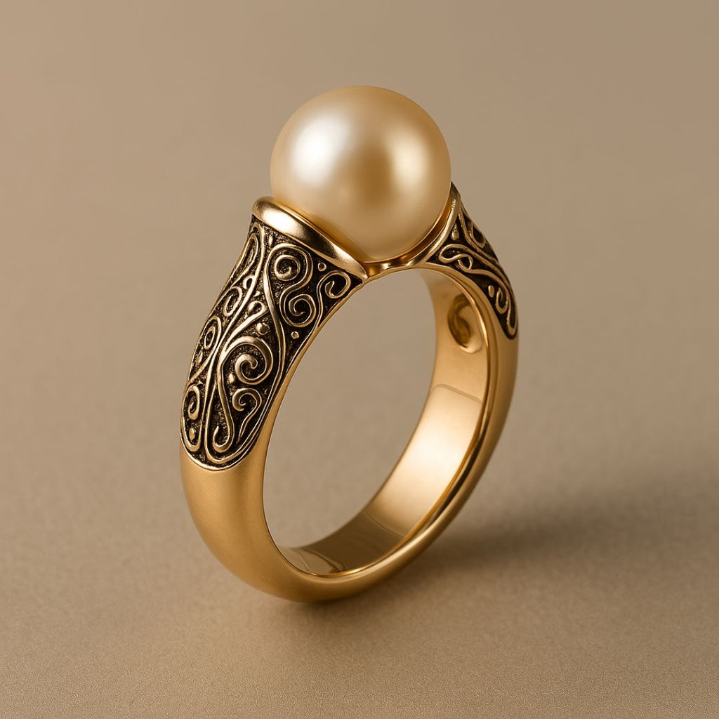 Zeitloser Vintage-Perlen-Goldring