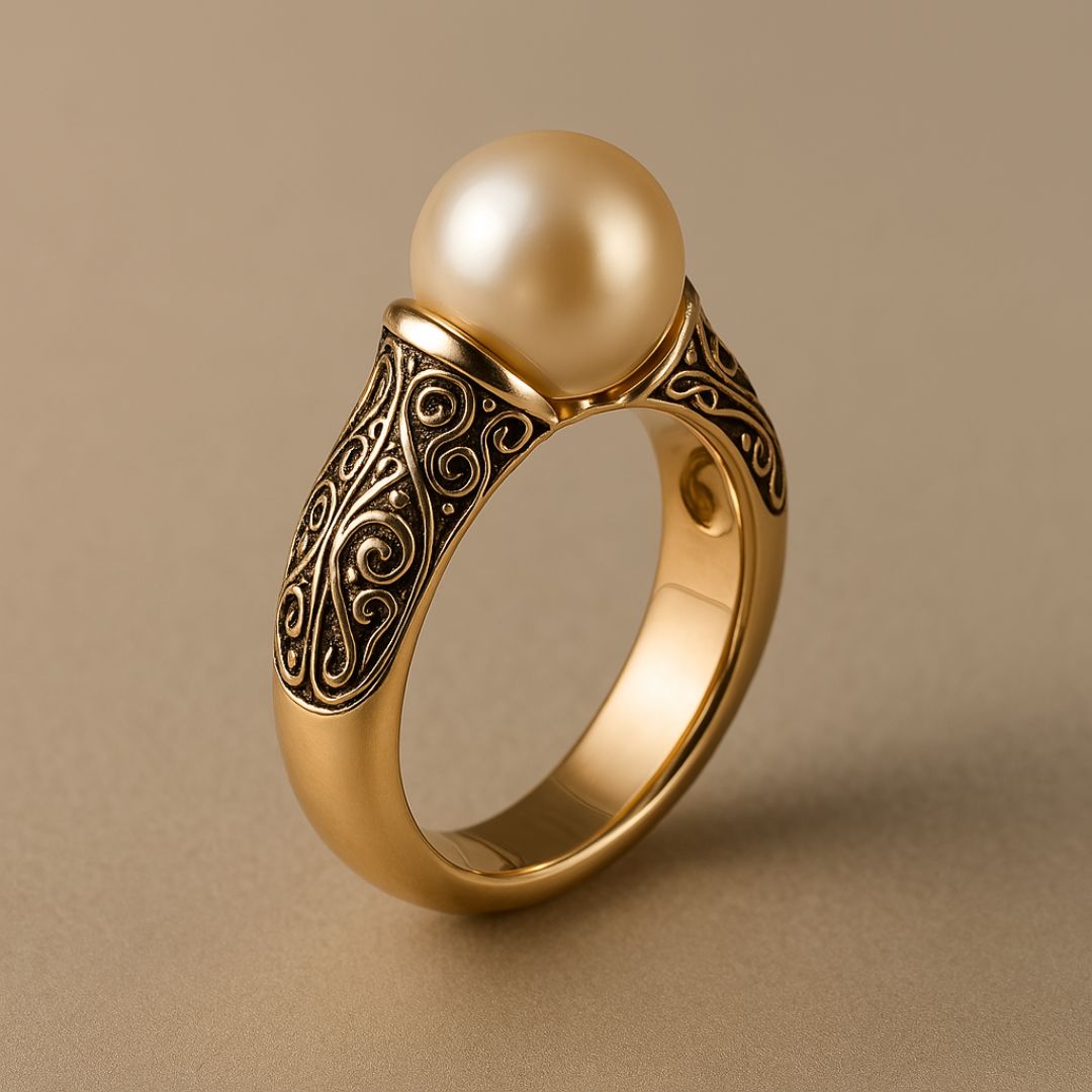 Zeitloser Vintage-Perlen-Goldring