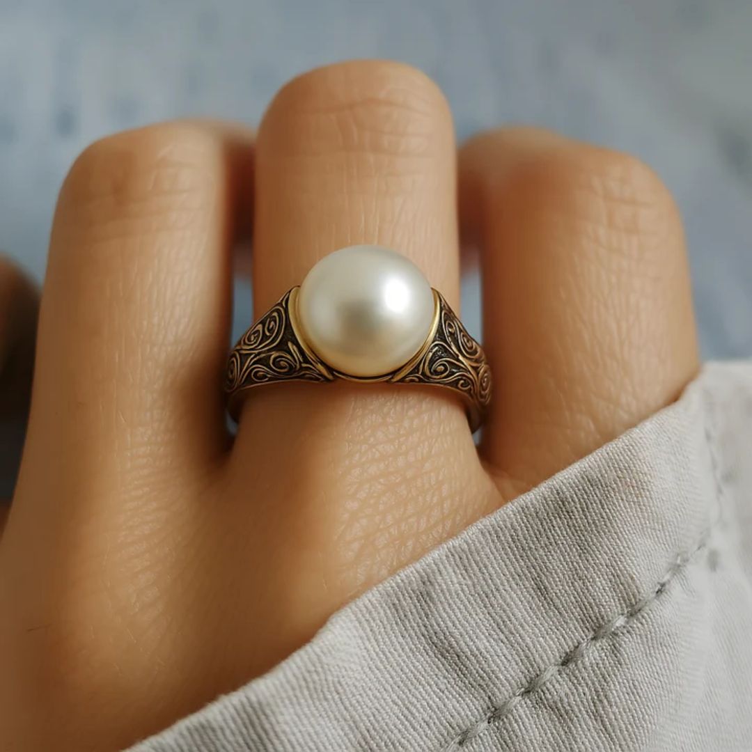 Zeitloser Vintage-Perlen-Goldring