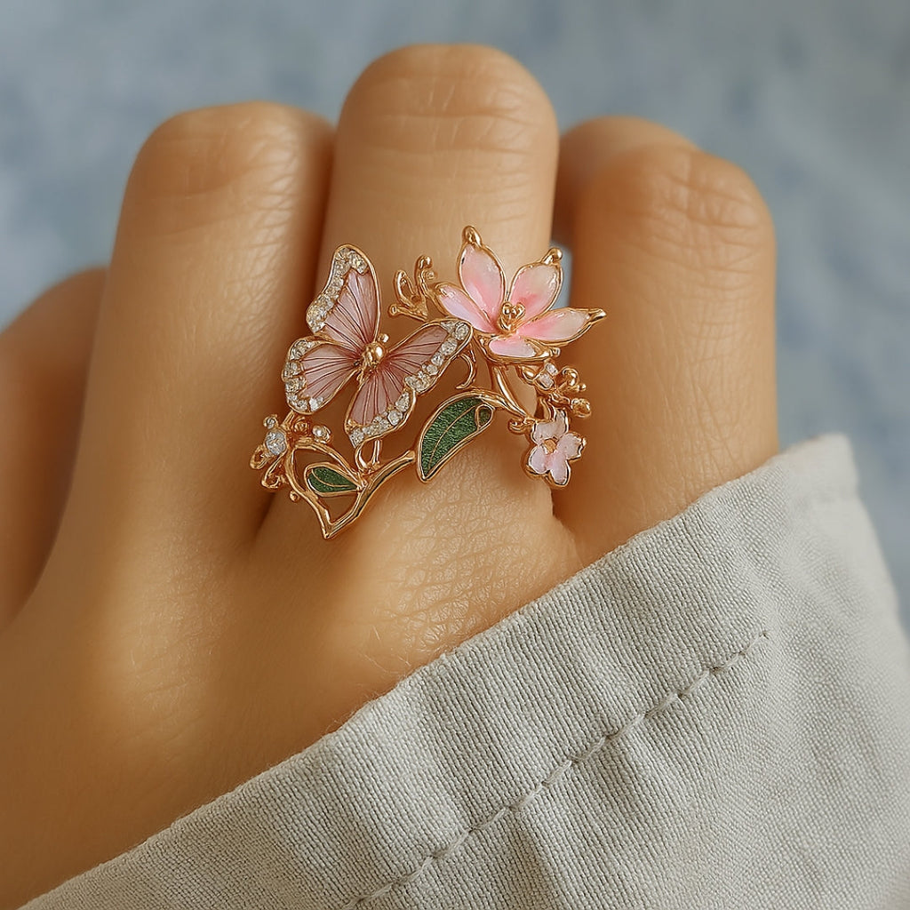 Kristall Schmetterlings Stil Ring