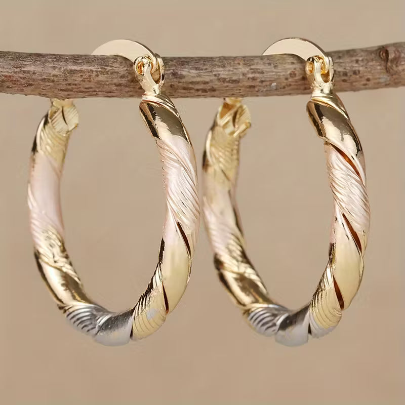 Vintage Runde Hoops Ohrringe in Gold, Silber und Roségold