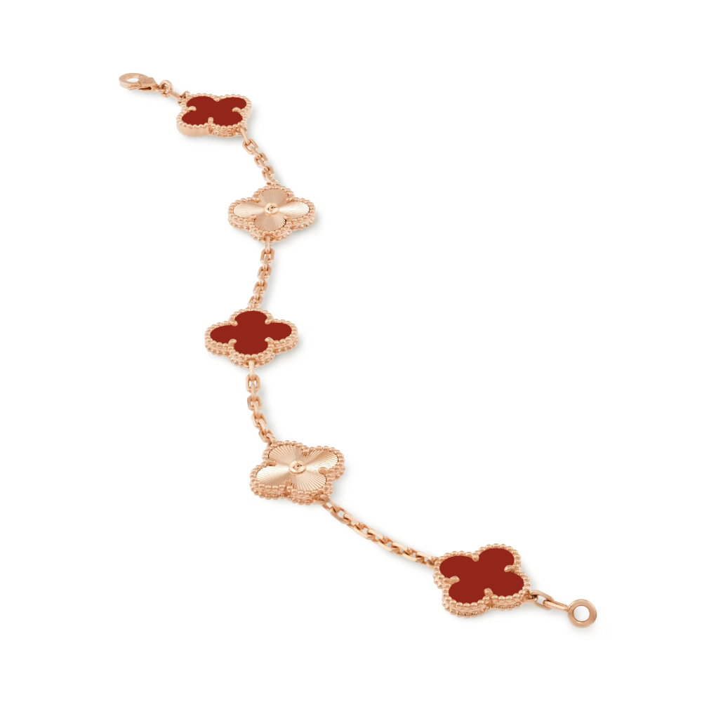 CLOVER | Armband Rot Roségold Guilloché