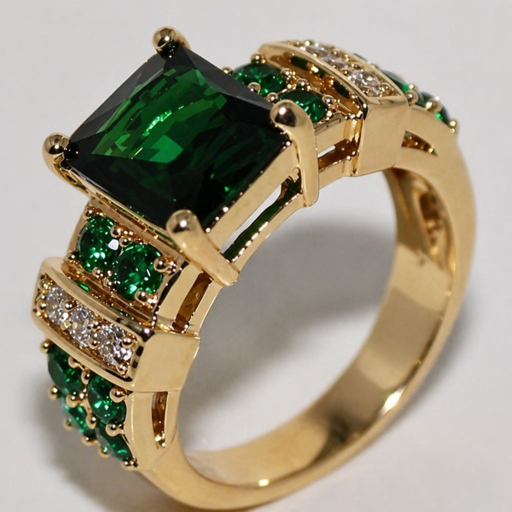 Grüner Kristalliner Goldring