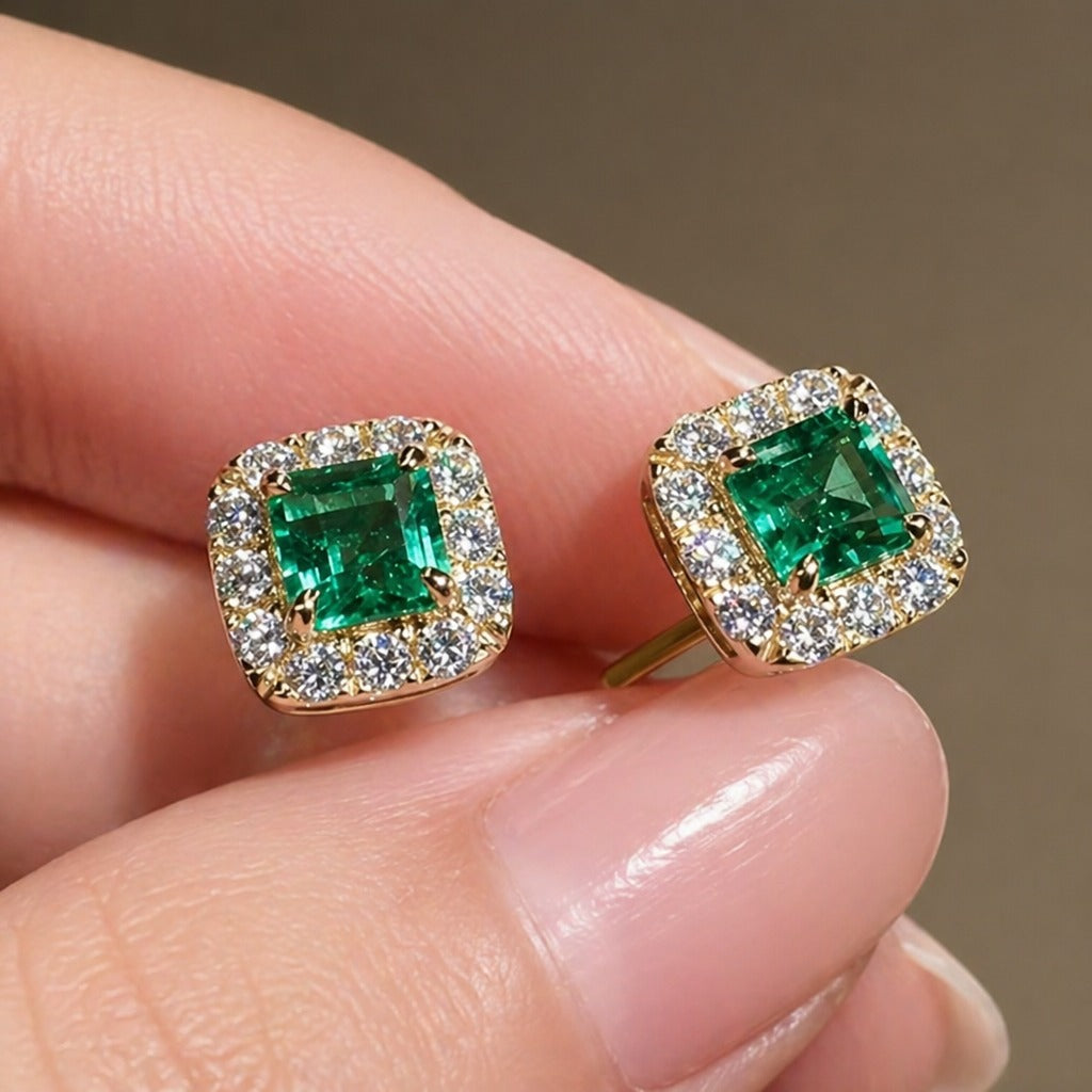 Elegante königliche quadratische Ohrringe