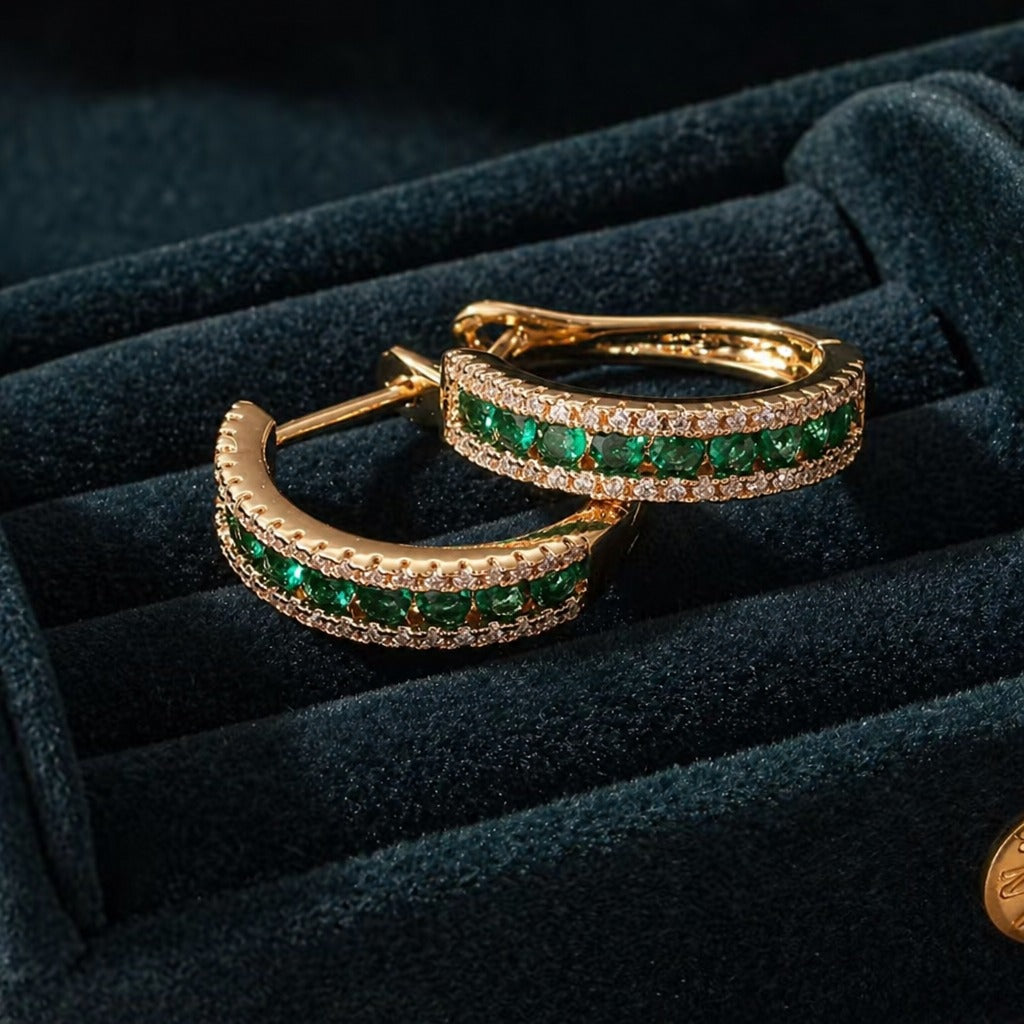 Elegante Glanz Smaragd Ohrringe