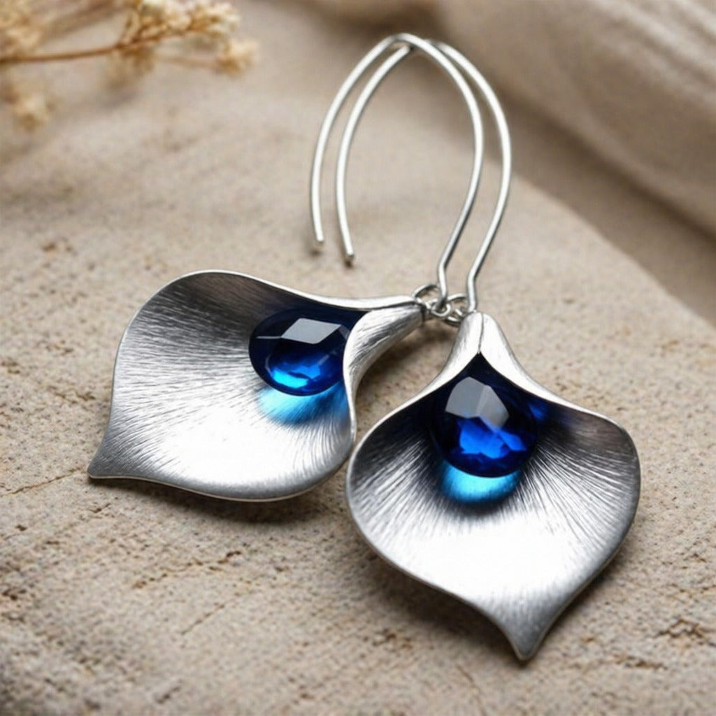 Blaue Kristall Silber Ohrringe