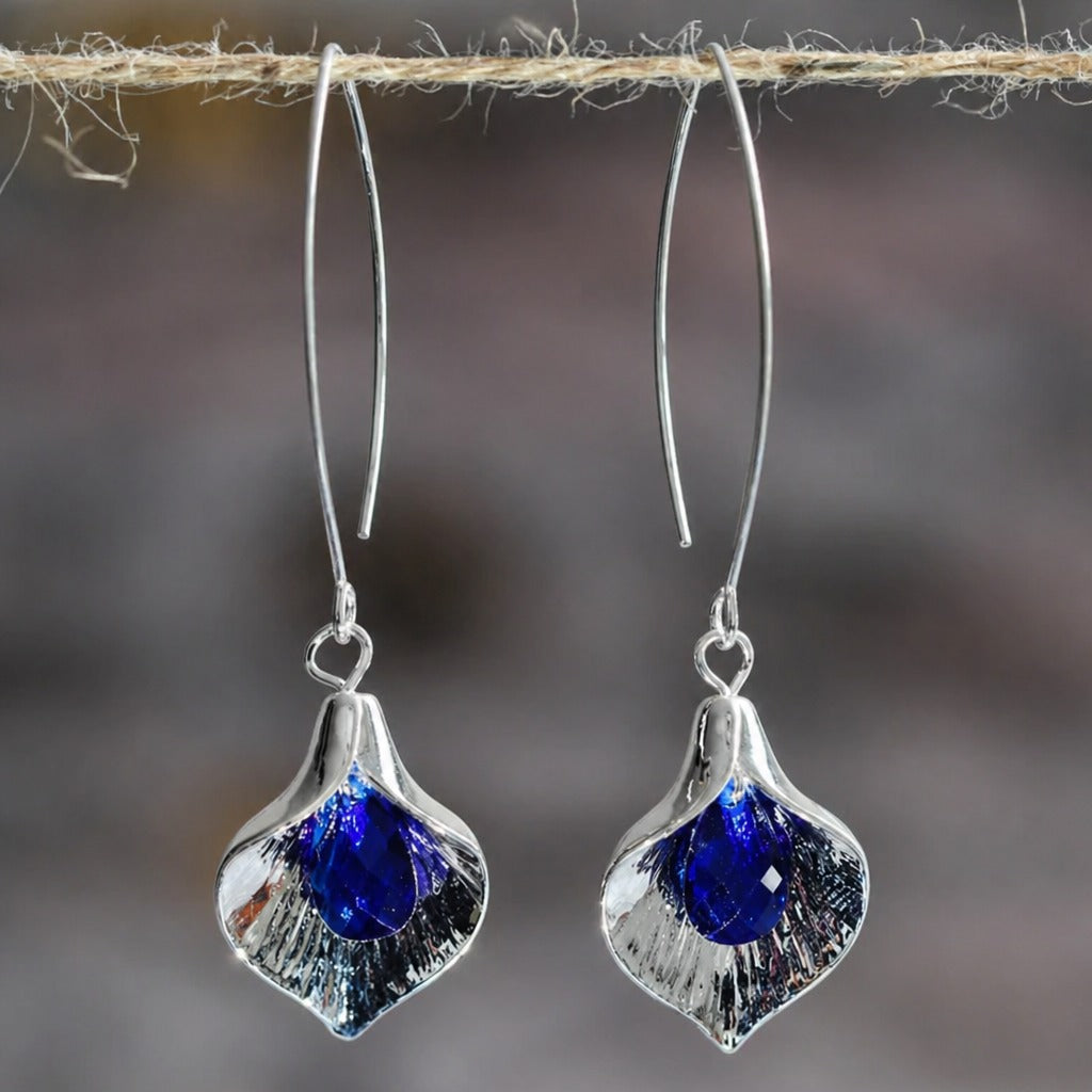 Blaue Kristall Silber Ohrringe