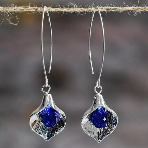 Blaue Kristall Silber Ohrringe