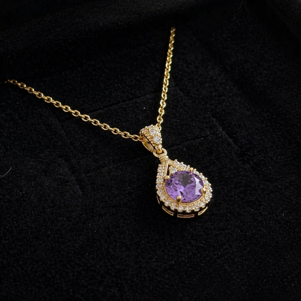 Lavena Halo Gold Anhänger Halskette