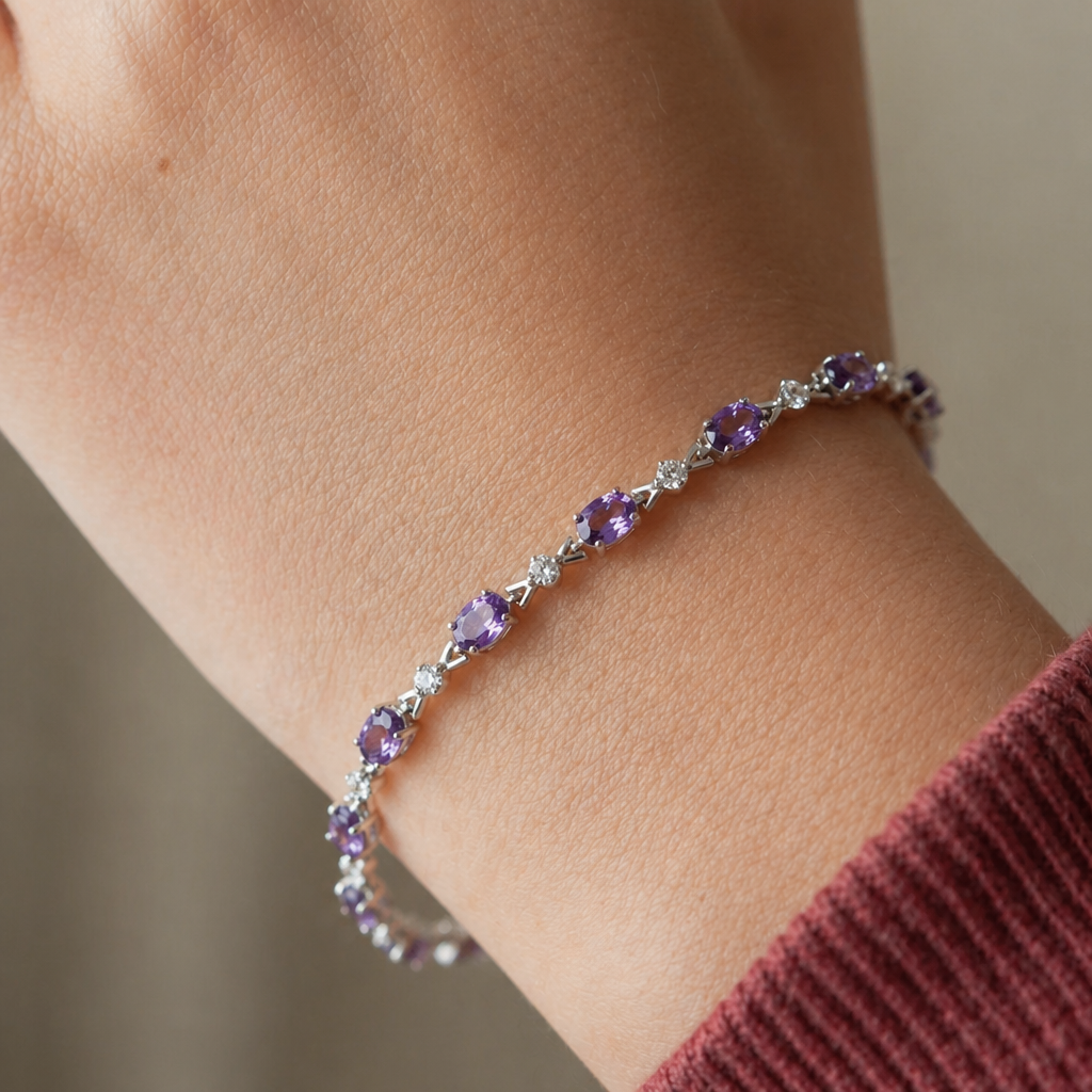 Amethyst Starlight Weißgoldarmband