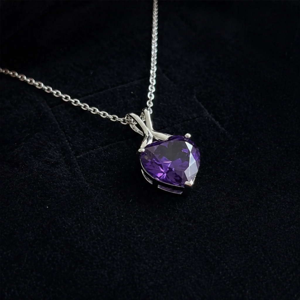 Herz Der Violett Weißgold Halskette