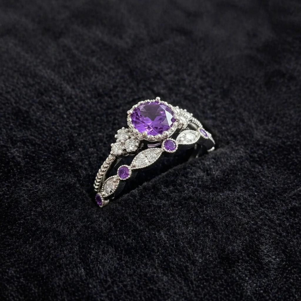 Violetis Krone Weißgold-Ring-Set