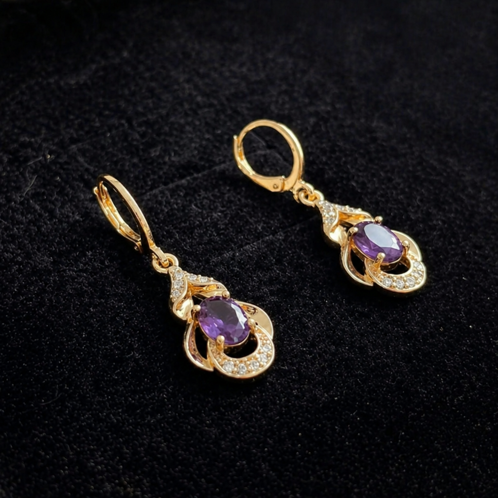 Mondschein Amethyst Tropfen Ohrstecker in Roségold