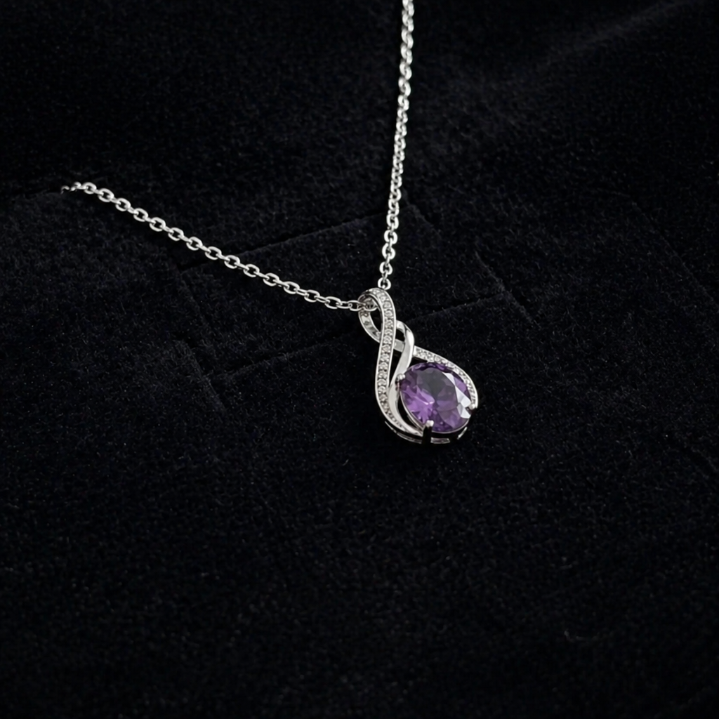 Amethyst Unendlichkeit Halskette aus Weißgold