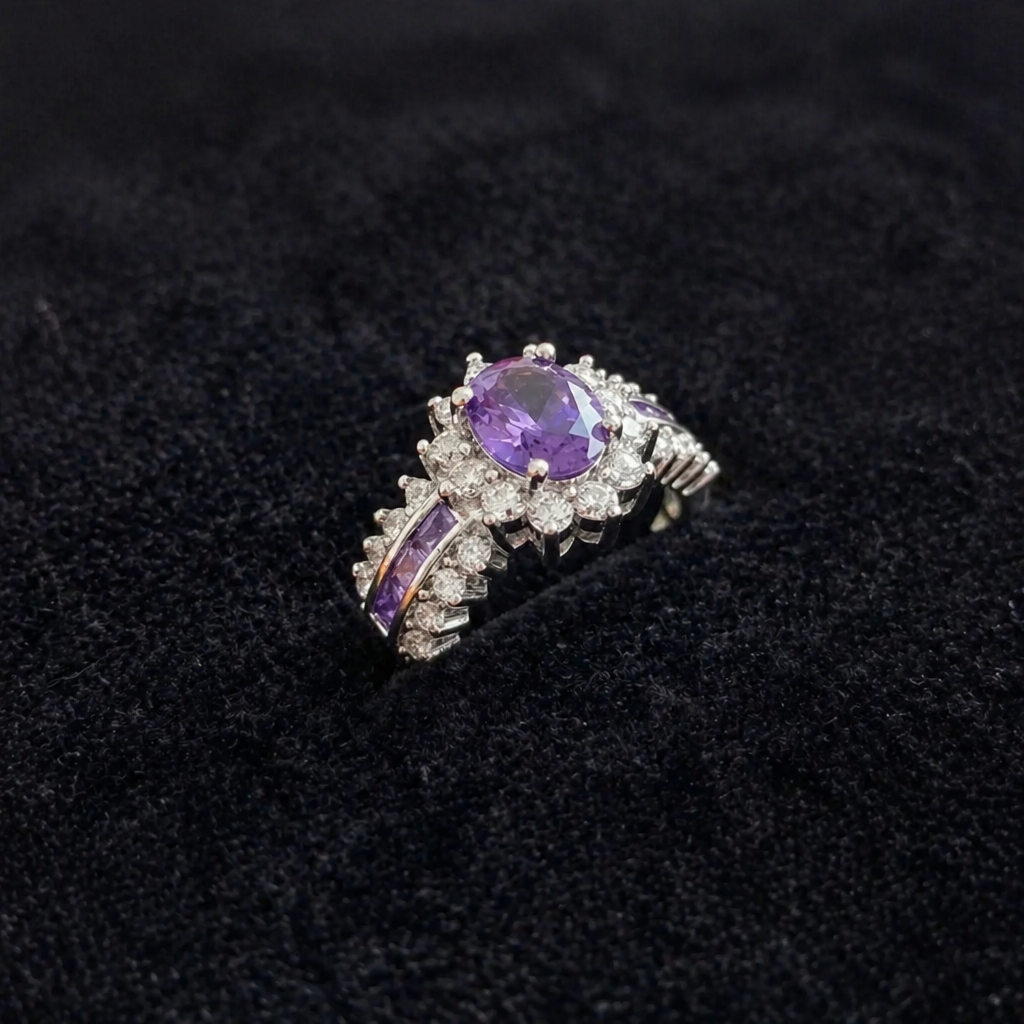 Amethyne Twilight Crown Weißgoldring