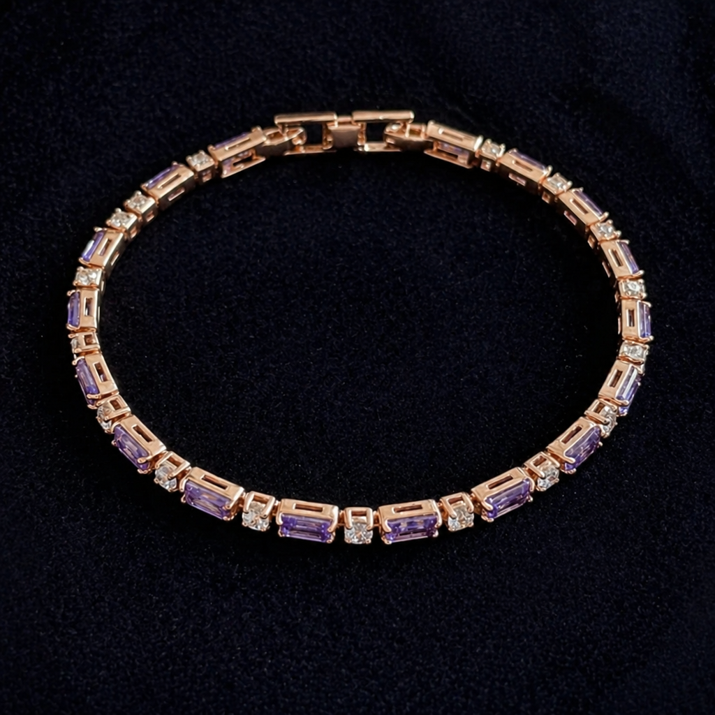 Amethyst Prisma Roségold Tennisarmband
