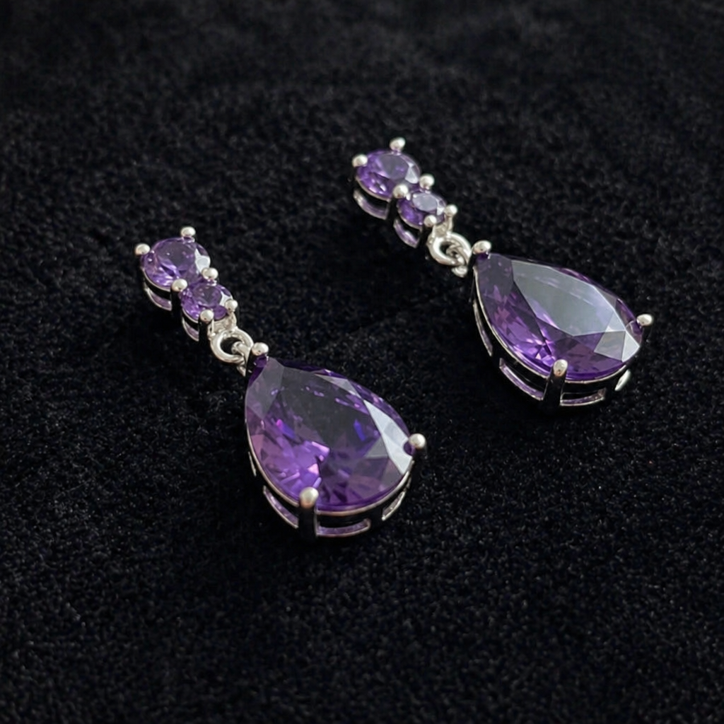 Amethyst Dewdrop Ohrringe aus Weißgold