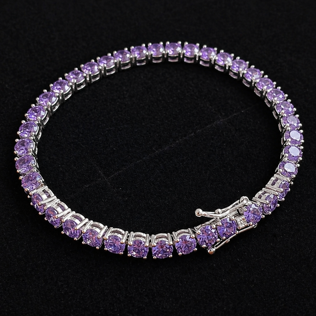 Amethyst Tennis Armband aus Weißgold