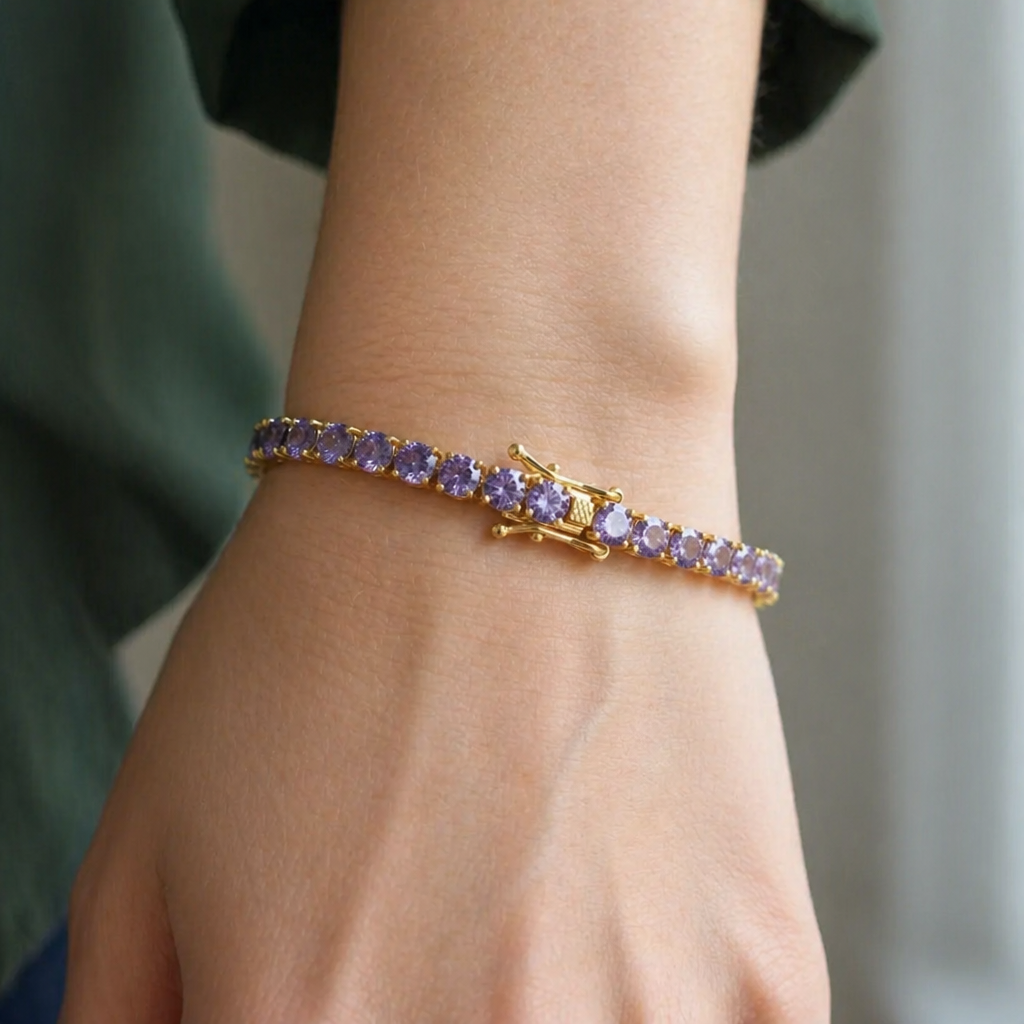 Amethyst Tennis Armband aus Weißgold