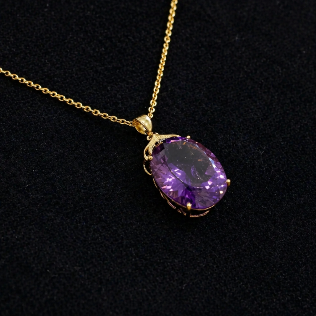 Amethyst Imperial Oval Gold Necklace